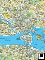 Подробная карта центра Стокгольма, Швеция (щвед.)