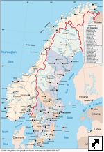 Карта Швеции с указанием районов (швед.)