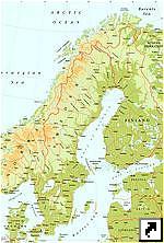 Карта автодорог Скандинавии (англ.) 