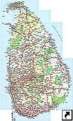 Подробная туристическая карта Шри-Ланки (англ.)