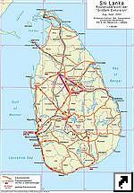 Карта туристических маршрутов Шри-Ланки (нем.) 
