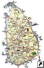 Туристическая карта Шри-Ланки (англ.) 