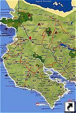 Карта региона Гуанакасте (Guanacaste) и полуострова Никойя (Nikoya), Коста-Рика (исп.)