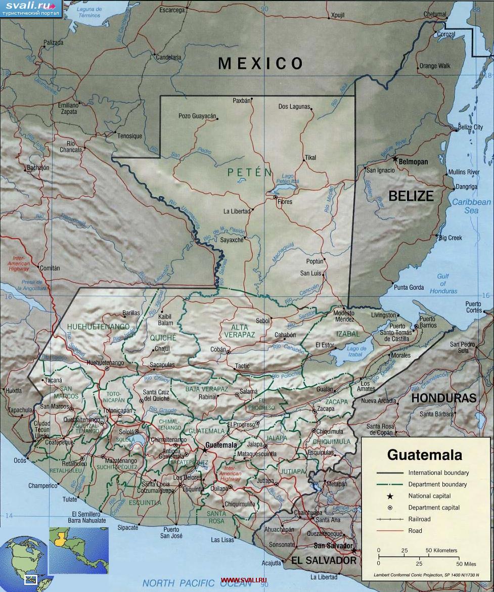 Карта Гватемалы (англ.)