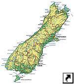 Карта Новой Зеландии. Южный остров (англ.)