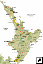 Карта автодорог Новой Зеландии. Северный остров (англ.)