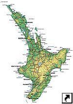 Карта Новой Зеландии. Северный остров (англ.)