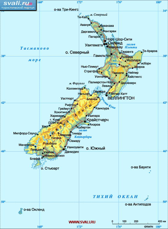 Карта Новой Зеландии.
