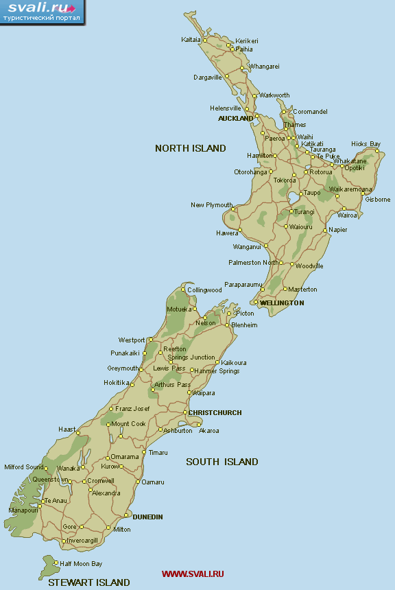 Карта Новой Зеландии (англ.)