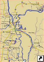 Карта окрестностей города Пном-Пень (Phnom Penh), столицы Камбоджи (англ.)