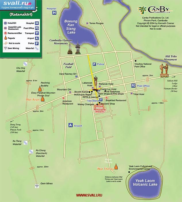 Карта города Банлан (Banlung), Камбоджа (англ.)