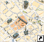 Туристическая карта исторического центра Брюсселя. Бельгия.