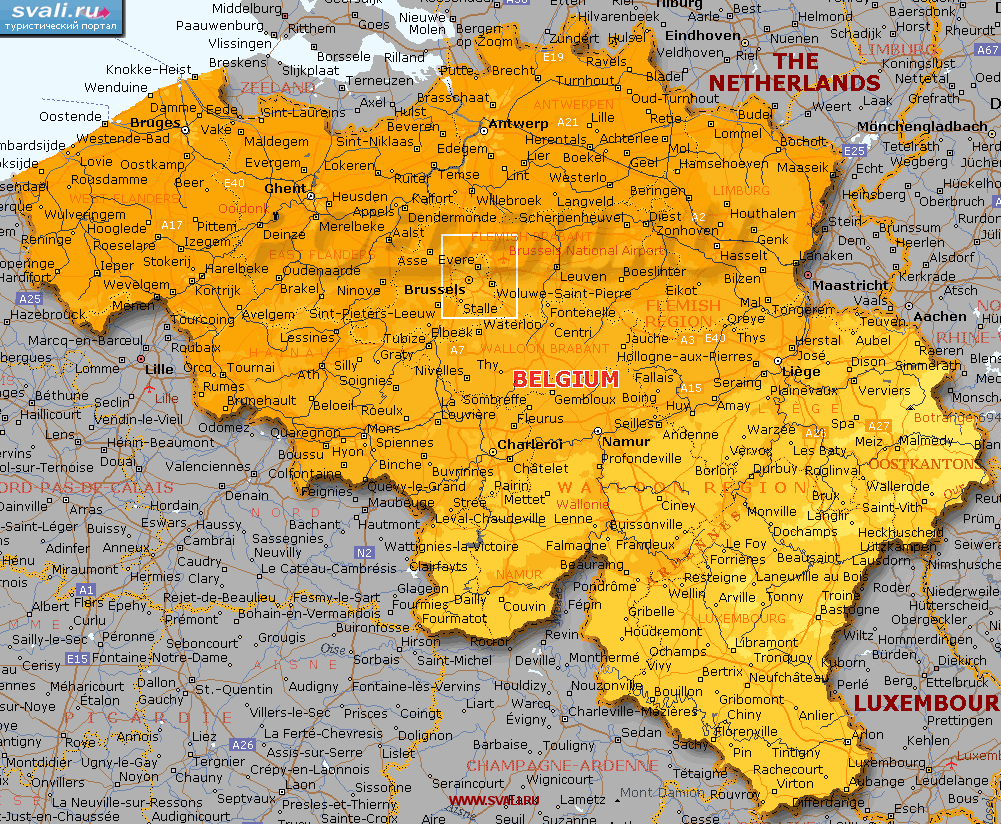 Карта Бельгии (англ.)