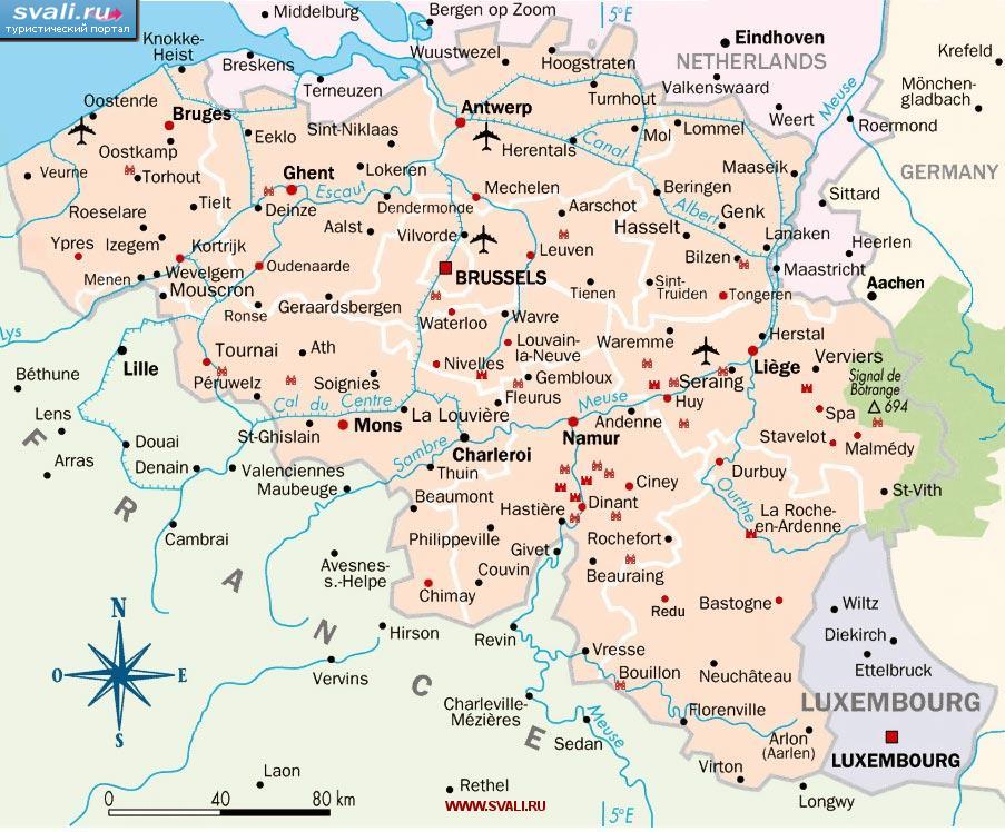 Карта Бельгии.