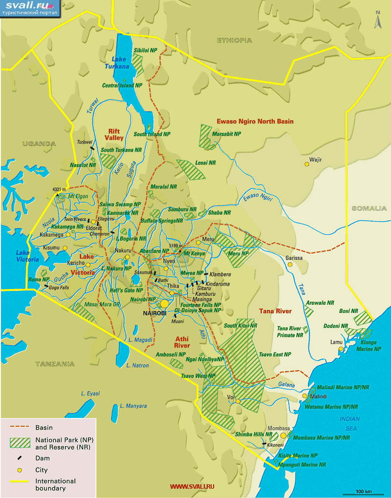 карты : Карта Национальных парков и заповедников Кении (англ.) | Кения ...