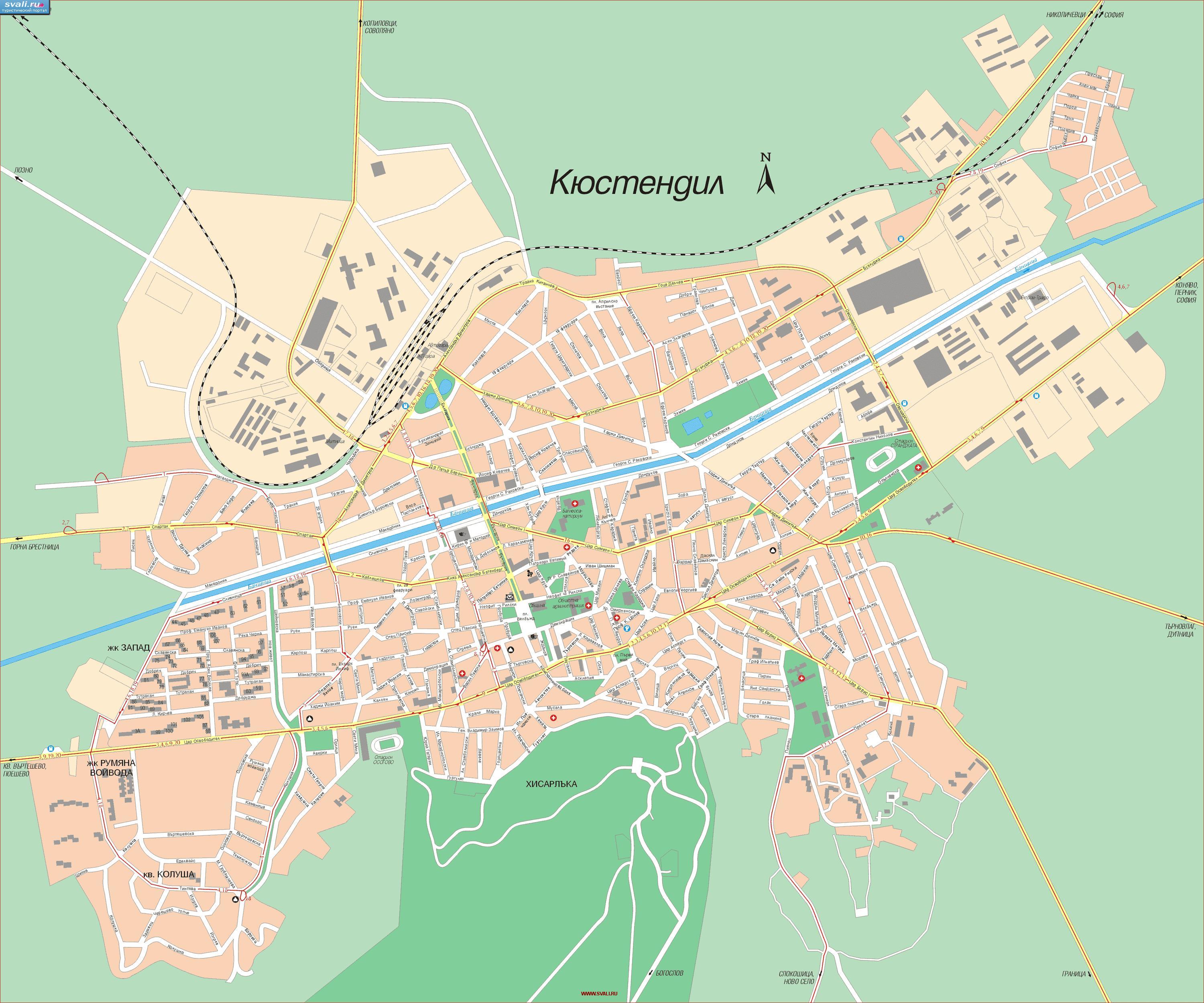 Очень подробная карта Кюстендила, Болгария (бол.)