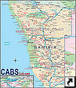 Туристическая карта Намибии (англ.)