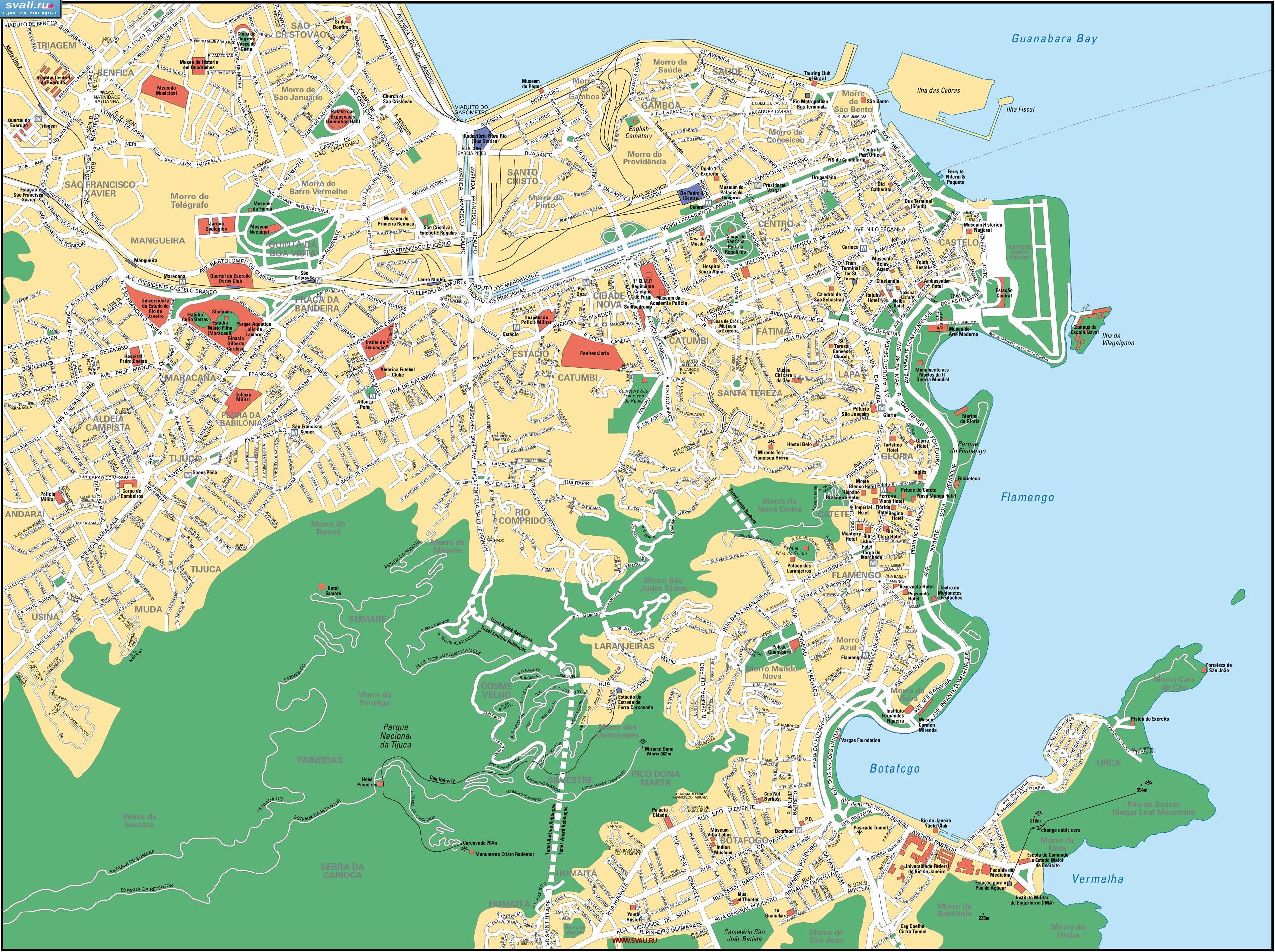 Туристическая карта центра Рио-Де-Жанейро, Бразилия (португ.)