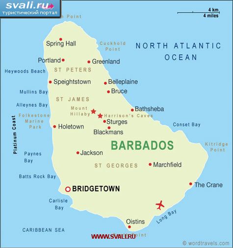 Карта Барбадоса (англ.)
