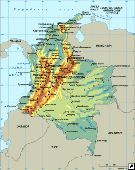 Карта Колумбии.
