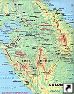 Карта провинции и Национального парка Дарьен, Панама (англ.)