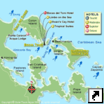 Карта архипелага Бокас-Дель-Торо (Bocas del Toro), Панама (англ.)