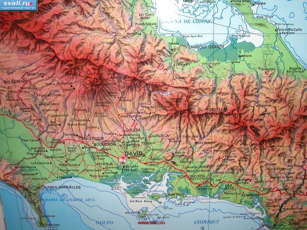 Карта провинции Чирики (Сhiriqui, столица Давид, David), Панама (исп.)