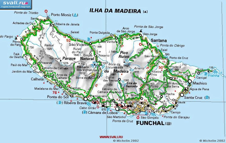Карта острова Мадейра, Португалия  (порт.)