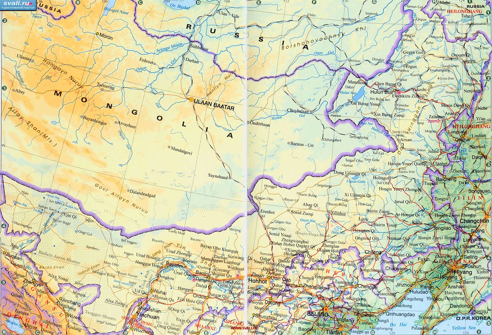 Карта провинции Внутренняя Монголия (Nei Meng), Китай (англ.)