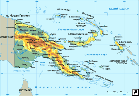 Карта Папуа - Новой Гвинеи