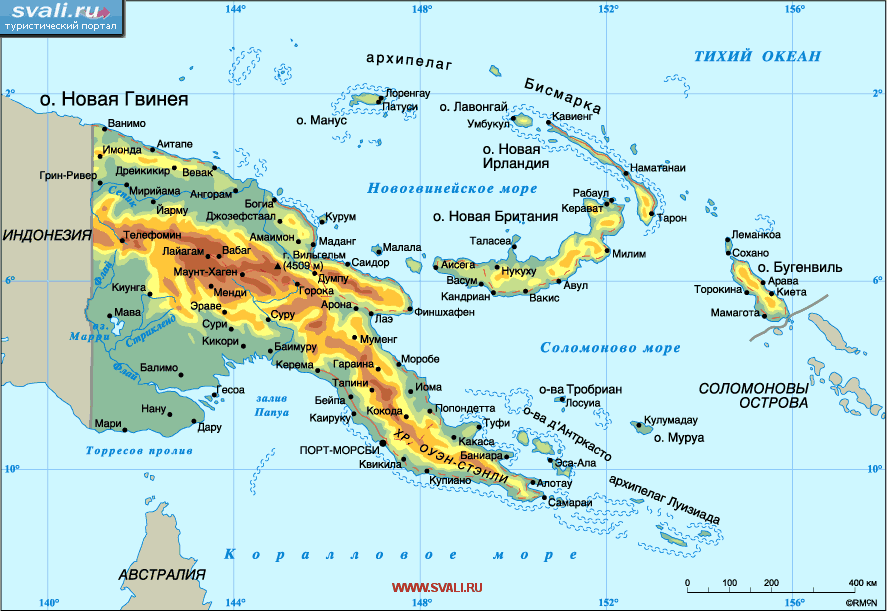 Карта Папуа - Новой Гвинеи