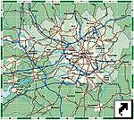 Карта окрестностей Манчестера, Великобритания (англ.)