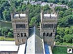 Вид с башни Даремского кафедрального собора, Дарем (Durham), Англия, Великобритания.
