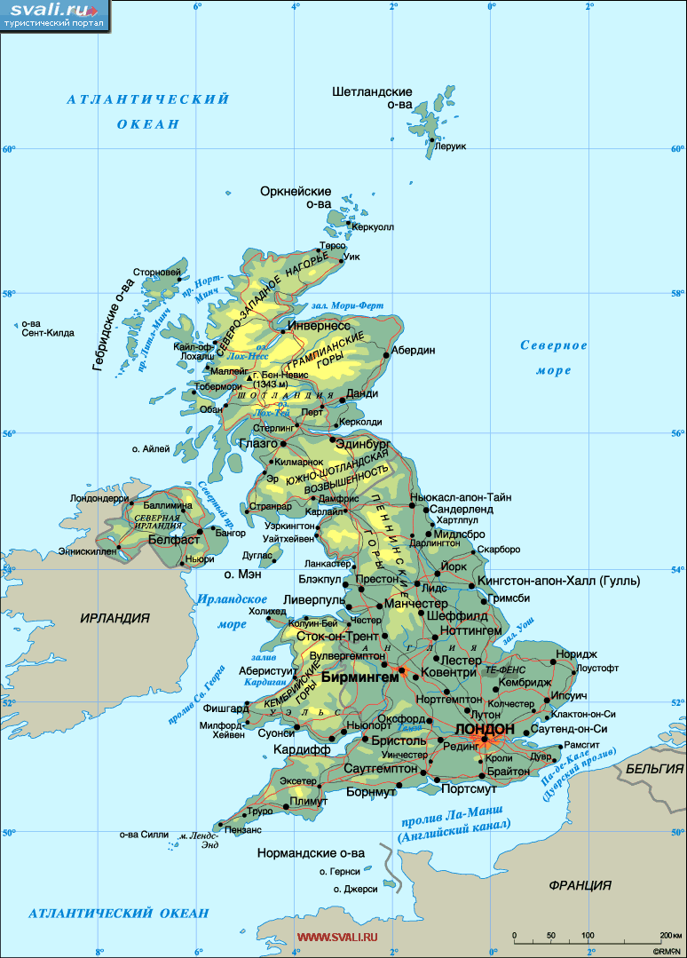Карта Великобритании.