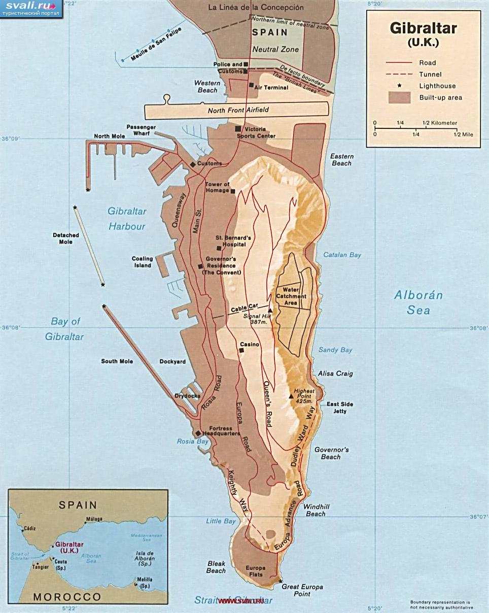 Карта Гибралтара, Великобритания (англ.)