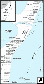 Карта Сан-Педро (San Pedro), остров Амбергриз (Ambergris Caye), Белиз (англ.)