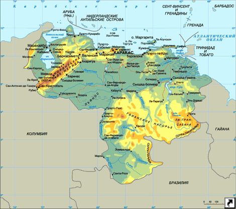 Карта Венесуэлы.