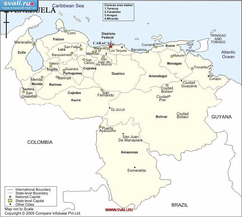 Политическая карта Венесуэлы. (англ.)