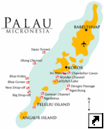 Карта мест для дайвинга в Палау (англ.)