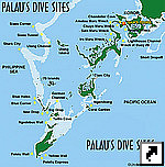 Карта мест для дайвинга в Палау (англ.)