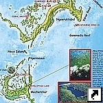 Карта мест для дайвинга островов Рок, где находится озеро Медуз (Jellyfish Lake) , Палау (англ.)