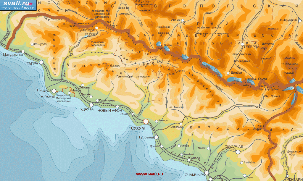 Карта Абхазии.
