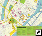 Карта центра Копенгагена для геев, Дания (дат.)