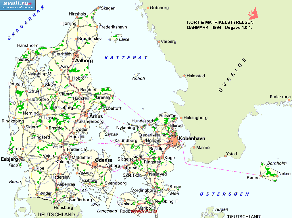Карта Дании (датск.) 