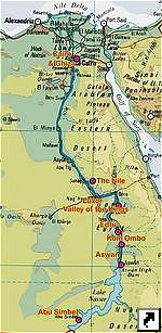 Туристическая карта Нила, Египет.