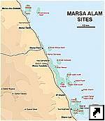 Карта окрестностей Марса-Алама с местами для дайвинга, Египет.