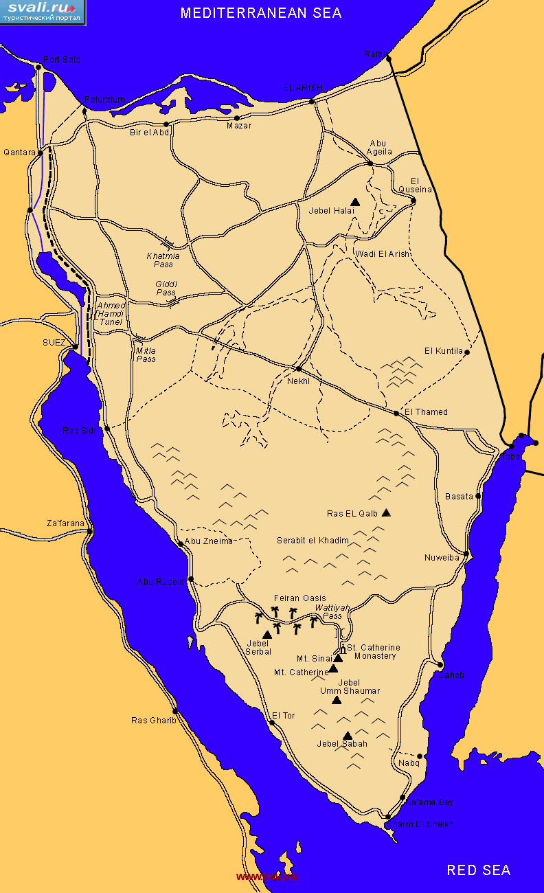 карты : Туристическая карта Синайского полуострова, Египет.