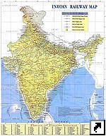 Туристическая карта Индии с картой железных дорог (англ.)
