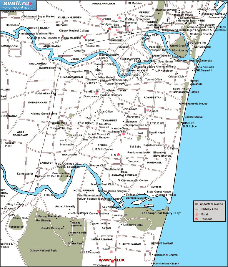 Карта Ченная (Мадрас), Индия (англ.)