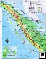 Карта острова Суматра (Sumatra), Индонезия (индон.)